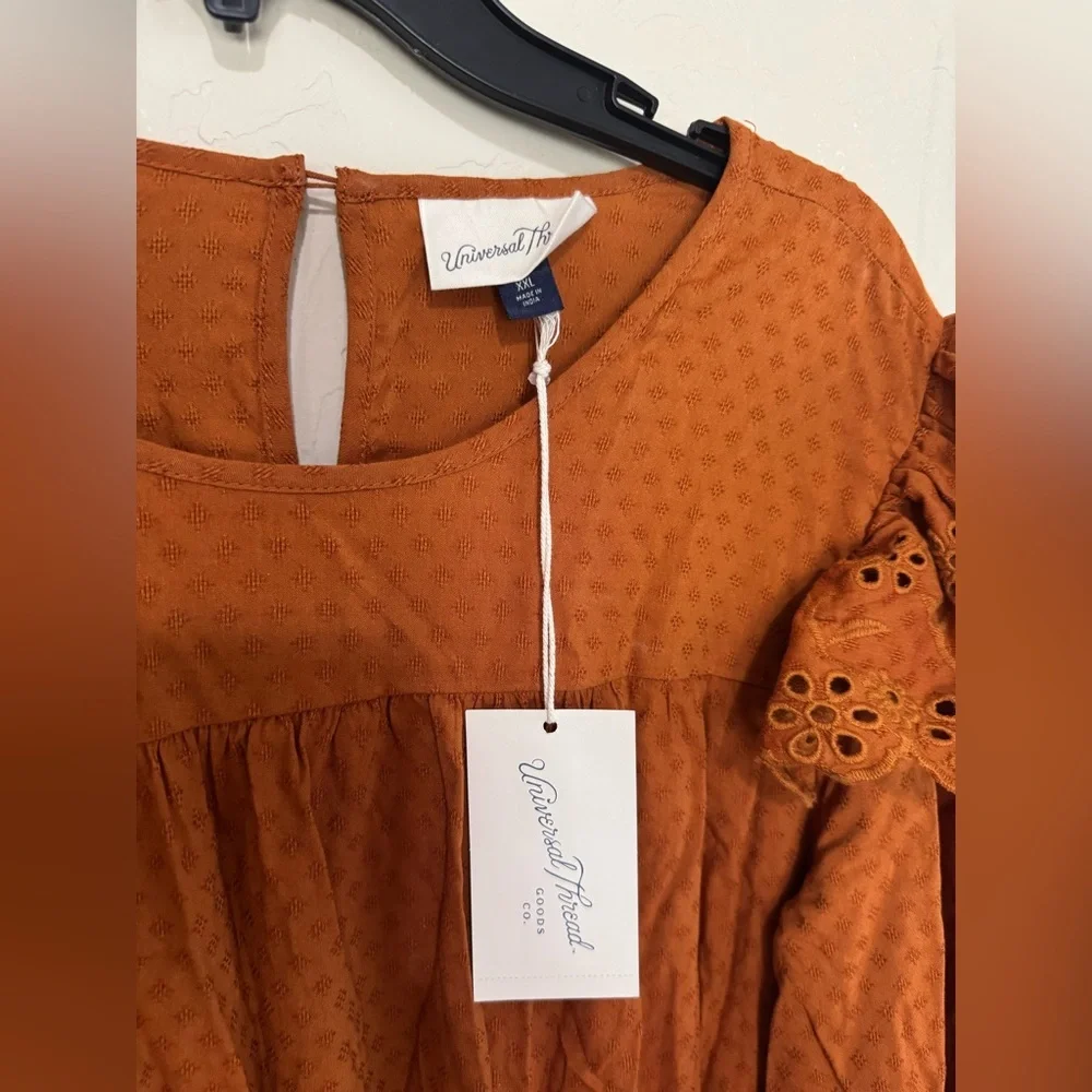 Universal Thread Brown Orange Ruffled Tiered Sundress NWT